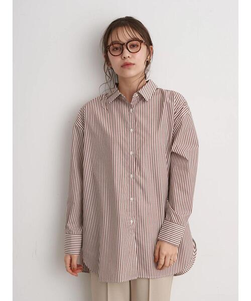 earth music&ecology（アースミュージックアンドエコロジー）の「ストライプオーバーシャツ ＊（シャツ/ブラウス・レディース・ブルー/グリーン/キャメル・FREE）」の22枚目の写真