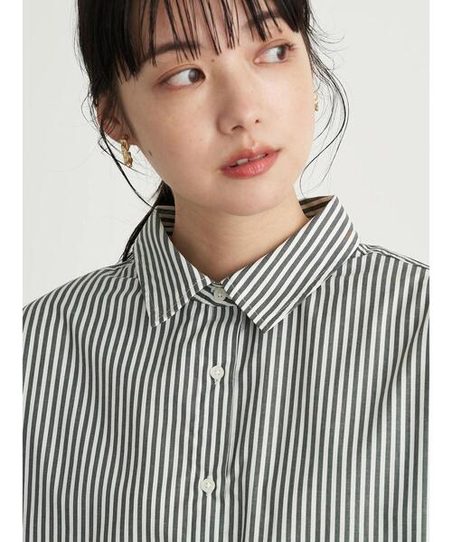 earth music&ecology（アースミュージックアンドエコロジー）の「ストライプオーバーシャツ ＊（シャツ/ブラウス・レディース・ブルー/グリーン/キャメル・FREE）」の16枚目の写真