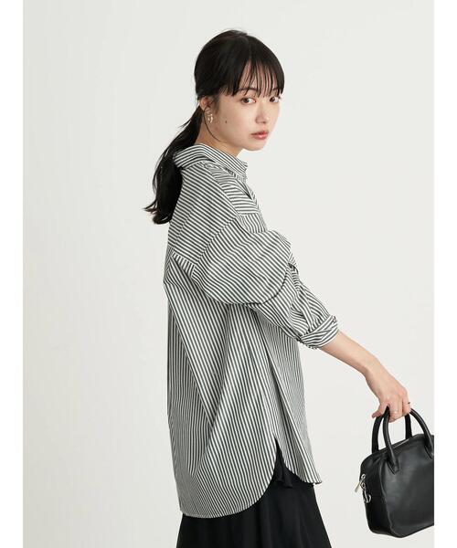 earth music&ecology（アースミュージックアンドエコロジー）の「ストライプオーバーシャツ ＊（シャツ/ブラウス・レディース・ブルー/グリーン/キャメル・FREE）」の17枚目の写真