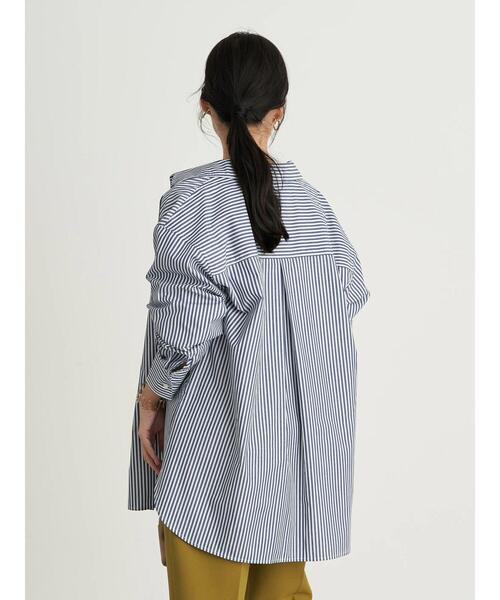 earth music&ecology（アースミュージックアンドエコロジー）の「ストライプオーバーシャツ ＊（シャツ/ブラウス・レディース・ブルー/グリーン/キャメル・FREE）」の18枚目の写真