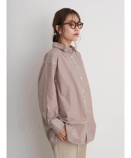 earth music&ecology（アースミュージックアンドエコロジー）の「ストライプオーバーシャツ ＊（シャツ/ブラウス・レディース・ブルー/グリーン/キャメル・FREE）」の9枚目の写真