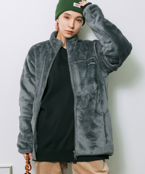 WILD THINGS（ワイルドシングス）の「WILDTHINGS / ワイルドシングス SHAGGY FLEECE JACKET フリースジャケット ブランドロゴ ポケット ユニセックス（ブルゾン・メンズ・チャコールグレー/ブラック・S/L/XL/M）」の17枚目の写真