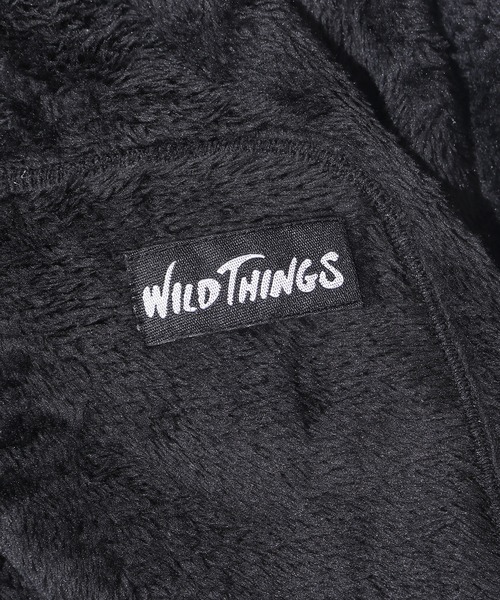 WILD THINGS（ワイルドシングス）の「WILDTHINGS / ワイルドシングス SHAGGY FLEECE JACKET フリースジャケット ブランドロゴ ポケット ユニセックス（ブルゾン・メンズ・チャコールグレー/ブラック・S/L/XL/M）」の3枚目の写真