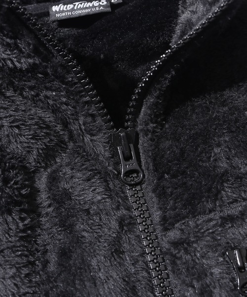 WILD THINGS（ワイルドシングス）の「WILDTHINGS / ワイルドシングス SHAGGY FLEECE JACKET フリースジャケット ブランドロゴ ポケット ユニセックス（ブルゾン・メンズ・チャコールグレー/ブラック・S/L/XL/M）」の7枚目の写真