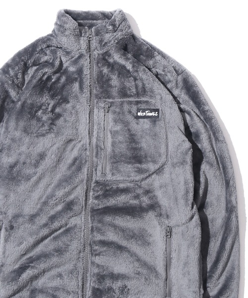 WILD THINGS（ワイルドシングス）の「WILDTHINGS / ワイルドシングス SHAGGY FLEECE JACKET フリースジャケット ブランドロゴ ポケット ユニセックス（ブルゾン・メンズ・チャコールグレー/ブラック・S/L/XL/M）」の11枚目の写真