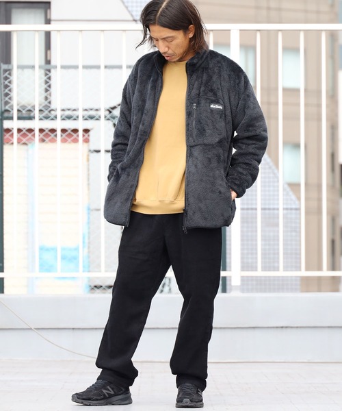 WILD THINGS（ワイルドシングス）の「WILDTHINGS / ワイルドシングス SHAGGY FLEECE JACKET フリースジャケット ブランドロゴ ポケット ユニセックス（ブルゾン・メンズ・チャコールグレー/ブラック・S/L/XL/M）」の20枚目の写真