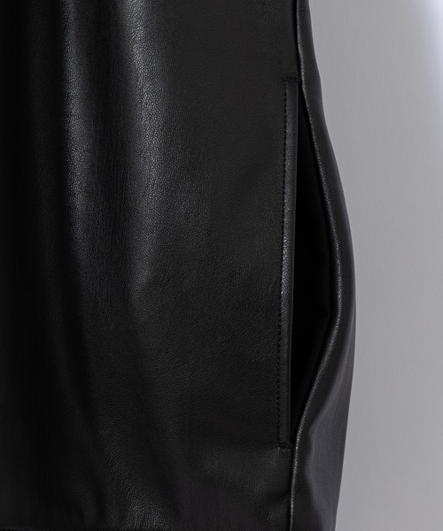 Curly(カーリー)の「#【CURLY&Co./カーリー】REGENCY NC JACKET "Synthetic leather"/シンセティックレザーノーカラージャケット(ブルゾン・メンズ・ブラック・1/2)」の8枚目の写真
