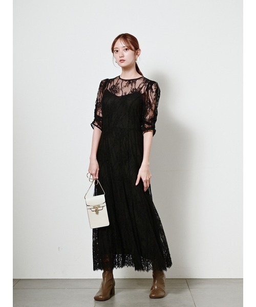SNIDEL バックシャンレースドレス　黒　ブラック ワンピース サイズ1 SNIDEL - 【正規品】snidel Sustainableバックデザインレース