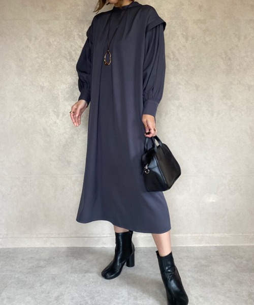 ECRIRE（エクリール）の「【miho.a.nicoコラボ】Vネックベスト+シャツOP（シャツワンピース・レディース・チャコールグレー/ブラック/ベージュ/アイボリー・M/L）」の18枚目の写真