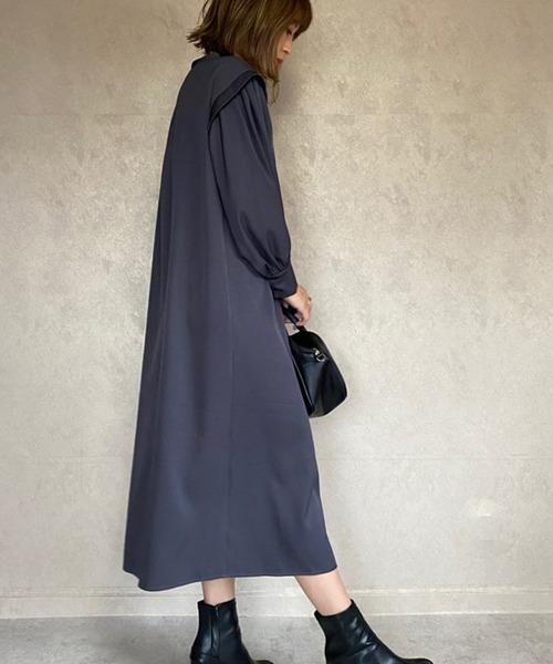 ECRIRE（エクリール）の「【miho.a.nicoコラボ】Vネックベスト+シャツOP（シャツワンピース・レディース・チャコールグレー/ブラック/ベージュ/アイボリー・M/L）」の19枚目の写真