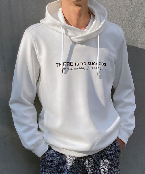 HIDEAWAYS NICOLE（ハイダウェイニコル）の「ダンボールニットプルオーバーパーカ（パーカー・メンズ・オフホワイト/モカ/ネイビー/杢グレー/ブラック・MEDIUM/LARGE/X-LARGE）」の2枚目の写真