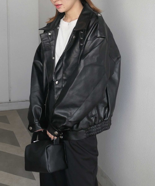 CORNERS（コーナーズ）の「フェイクレザーブルゾン（ブルゾン・レディース・ブラック・M）」の4枚目の写真