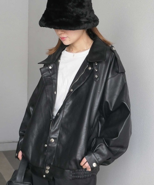 CORNERS（コーナーズ）の「フェイクレザーブルゾン（ブルゾン・レディース・ブラック・M）」の10枚目の写真