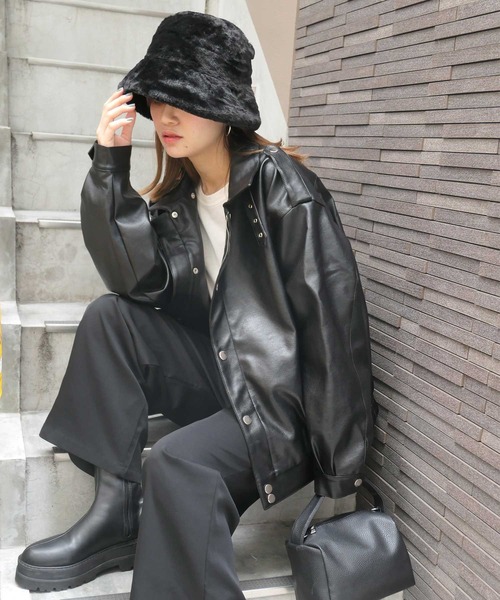 CORNERS（コーナーズ）の「フェイクレザーブルゾン（ブルゾン・レディース・ブラック・M）」の15枚目の写真