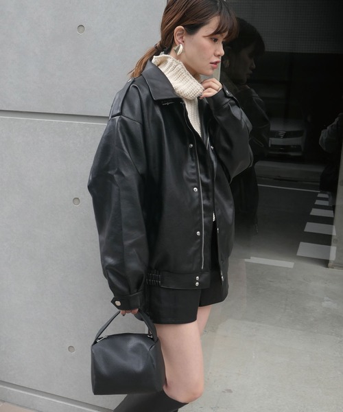 CORNERS（コーナーズ）の「フェイクレザーブルゾン（ブルゾン・レディース・ブラック・M）」の5枚目の写真