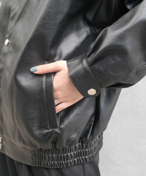 CORNERS（コーナーズ）の「フェイクレザーブルゾン（ブルゾン・レディース・ブラック・M）」の16枚目の写真