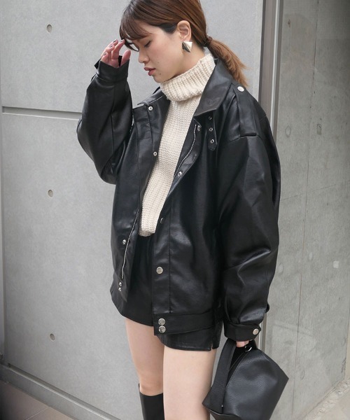 CORNERS（コーナーズ）の「フェイクレザーブルゾン（ブルゾン・レディース・ブラック・M）」の12枚目の写真