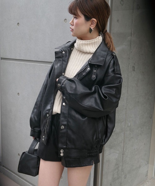 CORNERS（コーナーズ）の「フェイクレザーブルゾン（ブルゾン・レディース・ブラック・M）」の14枚目の写真