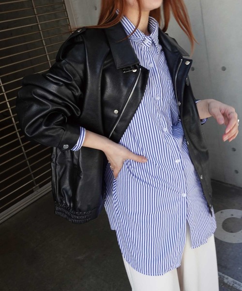 CORNERS（コーナーズ）の「フェイクレザーブルゾン（ブルゾン・レディース・ブラック・M）」の19枚目の写真