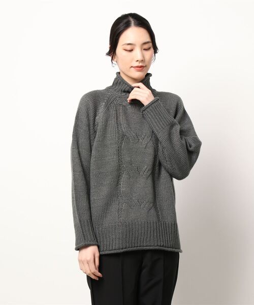 sm2rhythm（サマンサモスモスリズム）の「ケーブルタートルニット（ニット/セーター・レディース・ベージュ/ネイビー/ブルー・ﾌﾘ-）」の6枚目の写真