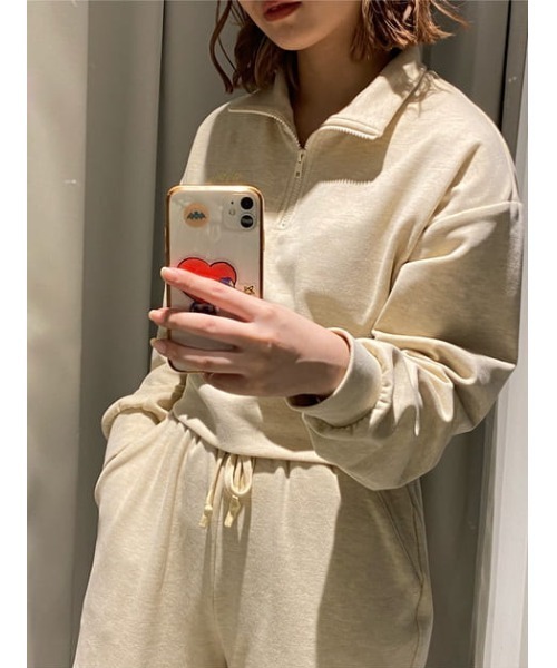 SLY（スライ）の「Sly Skin SOFT SWEAT ZIP TOPS ソフト スウェット ジップ トップス（ルームウェア/パジャマ・レディース・ターコイズブルー/アイボリー・FREE）」の21枚目の写真