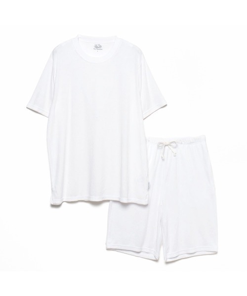 FRUIT OF THE LOOM(フルーツオブザルーム)の「【FRUIT OF THE LOOM】パイルルームウェアセットアップ/クルーネック/半袖Tシャツ&ハーフパンツ(ルームウェア/パジャマ・メンズ・グレー/ホワイト/ネイビー/ブラック・LL/M/L)」の16枚目の写真