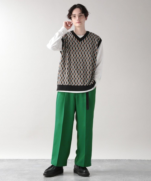 RAGEBLUE（レイジブルー）の「柄ニットVベスト/264759（ベスト・メンズ・ブラック/ベージュ・MEDIUM/LARGE）」の3枚目の写真