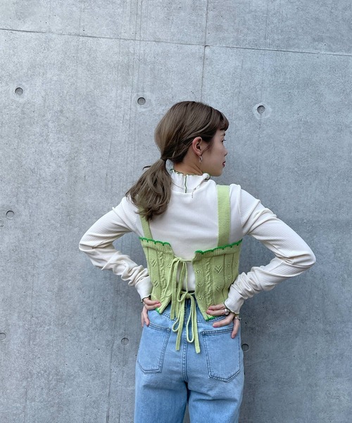 w closet（ダブルクローゼット）の「ランダムテレコフィンガーホールプルオーバー（Tシャツ/カットソー・レディース・アイボリー/イエロー/サックスブルー系1/ブラック・FREE）」の10枚目の写真