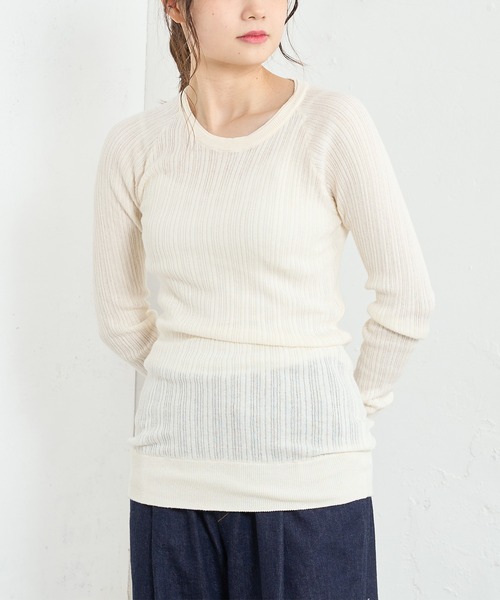 PUAL CE CIN（ピュアルセシン）の「綿針抜きロングスリーブ（Tシャツ/カットソー・レディース・ブラック/グレー/オフホワイト/ミント・FREE）」の2枚目の写真