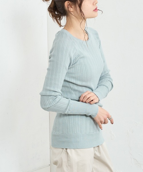 PUAL CE CIN（ピュアルセシン）の「綿針抜きロングスリーブ（Tシャツ/カットソー・レディース・ブラック/グレー/オフホワイト/ミント・FREE）」の4枚目の写真