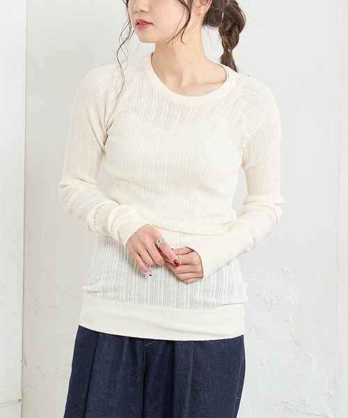 PUAL CE CIN（ピュアルセシン）の「綿針抜きロングスリーブ（Tシャツ/カットソー・レディース・ブラック/グレー/オフホワイト/ミント・FREE）」の5枚目の写真