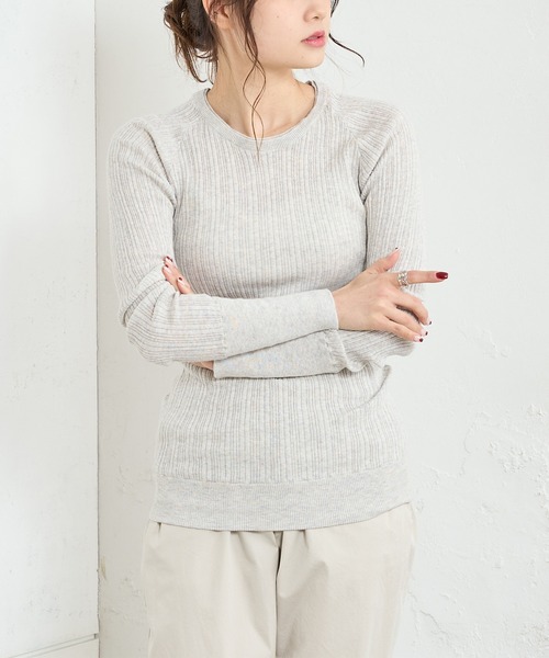 PUAL CE CIN（ピュアルセシン）の「綿針抜きロングスリーブ（Tシャツ/カットソー・レディース・ブラック/グレー/オフホワイト/ミント・FREE）」の9枚目の写真