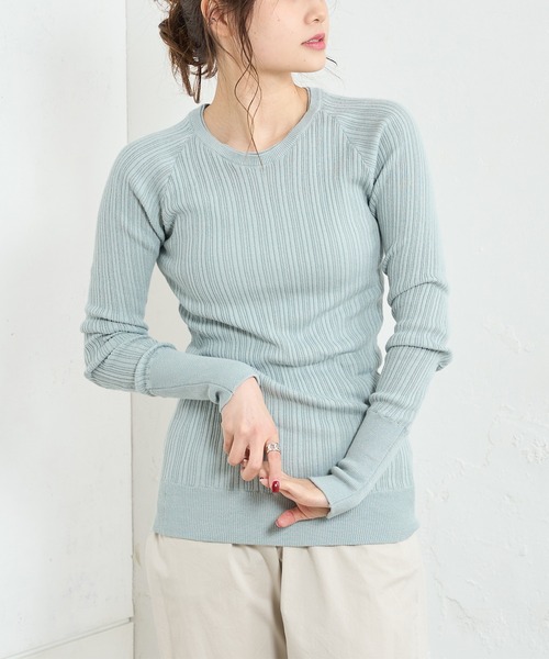 PUAL CE CIN（ピュアルセシン）の「綿針抜きロングスリーブ（Tシャツ/カットソー・レディース・ブラック/グレー/オフホワイト/ミント・FREE）」の13枚目の写真