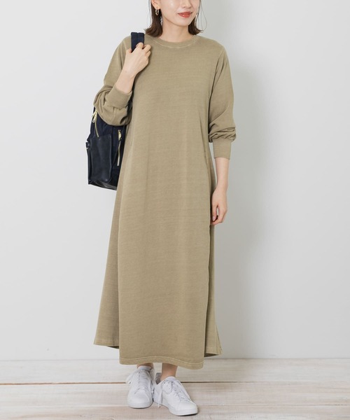 URBAN RESEARCH Sonny Label(アーバンリサーチサニーレーベル)の「ピグメントスェットワンピース(ワンピース・レディース・チャコールグレー/カーキ/ブルー・FREE)」の1枚目の写真