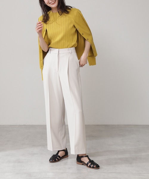 N.(N. Natural Beauty Basic)(エヌエヌナチュラルビューティーベーシック)の「バイカラーラインストレートパンツ(その他パンツ・レディース・ホワイト/グレー/ライトグリーン・MEDIUM)」の1枚目の写真