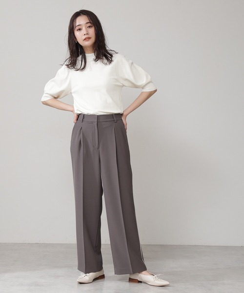 N.(N. Natural Beauty Basic)(エヌエヌナチュラルビューティーベーシック)の「バイカラーラインストレートパンツ(その他パンツ・レディース・ホワイト/グレー/ライトグリーン・MEDIUM)」の10枚目の写真
