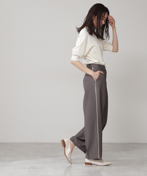 N.(N. Natural Beauty Basic)(エヌエヌナチュラルビューティーベーシック)の「バイカラーラインストレートパンツ(その他パンツ・レディース・ホワイト/グレー/ライトグリーン・MEDIUM)」の11枚目の写真