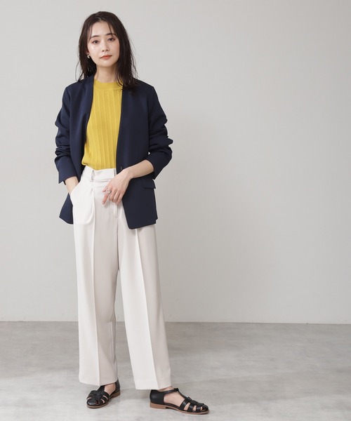 N.(N. Natural Beauty Basic)(エヌエヌナチュラルビューティーベーシック)の「バイカラーラインストレートパンツ(その他パンツ・レディース・ホワイト/グレー/ライトグリーン・MEDIUM)」の7枚目の写真