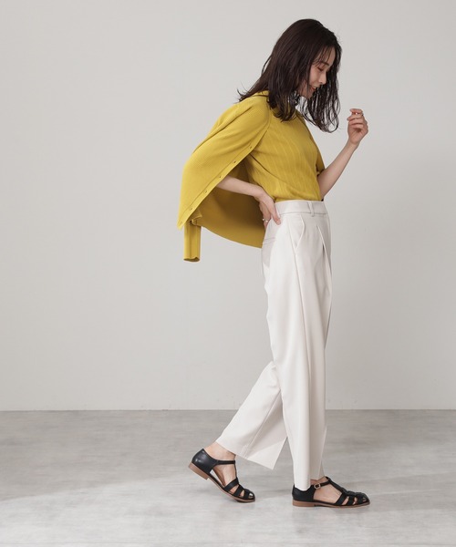 N.(N. Natural Beauty Basic)(エヌエヌナチュラルビューティーベーシック)の「バイカラーラインストレートパンツ(その他パンツ・レディース・ホワイト/グレー/ライトグリーン・MEDIUM)」の8枚目の写真