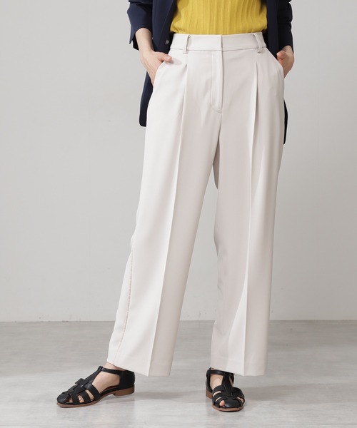 N.(N. Natural Beauty Basic)(エヌエヌナチュラルビューティーベーシック)の「バイカラーラインストレートパンツ(その他パンツ・レディース・ホワイト/グレー/ライトグリーン・MEDIUM)」の6枚目の写真