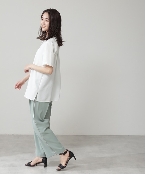 N.(N. Natural Beauty Basic)(エヌエヌナチュラルビューティーベーシック)の「バイカラーラインストレートパンツ(その他パンツ・レディース・ホワイト/グレー/ライトグリーン・MEDIUM)」の13枚目の写真