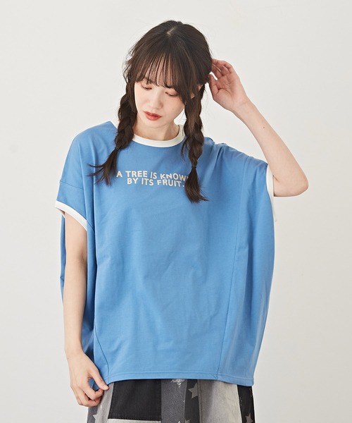 CUBE SUGAR（キューブシュガー）の「速乾ドライMVSドルマンスリーブロゴリンガーTシャツ（Tシャツ/カットソー・レディース・サーモンピンク/ブルー/ブラック/ホワイト・M）」の4枚目の写真