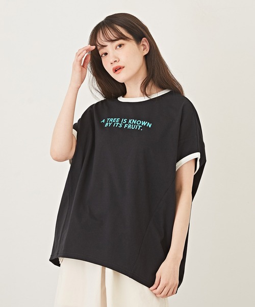 CUBE SUGAR（キューブシュガー）の「速乾ドライMVSドルマンスリーブロゴリンガーTシャツ（Tシャツ/カットソー・レディース・サーモンピンク/ブルー/ブラック/ホワイト・M）」の3枚目の写真