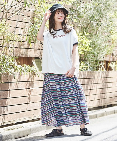 CUBE SUGAR（キューブシュガー）の「速乾ドライMVSドルマンスリーブロゴリンガーTシャツ（Tシャツ/カットソー・レディース・サーモンピンク/ブルー/ブラック/ホワイト・M）」の5枚目の写真