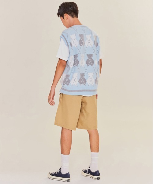 AQO STUDIO SPACE(アコスタジオスペース)の「【AQO STUDIO SPACE】BEAR ARGYLE KNIT VEST / アコスタジオスペース ベアー アーガイル ニット ベスト / UNISEX(ベスト・レディース・ネイビー/アイボリー/スカイブルー・FREE)」の5枚目の写真