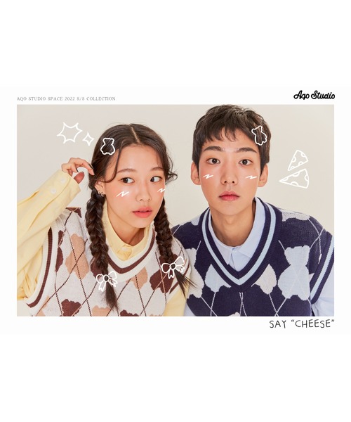 AQO STUDIO SPACE(アコスタジオスペース)の「【AQO STUDIO SPACE】BEAR ARGYLE KNIT VEST / アコスタジオスペース ベアー アーガイル ニット ベスト / UNISEX(ベスト・レディース・ネイビー/アイボリー/スカイブルー・FREE)」の18枚目の写真