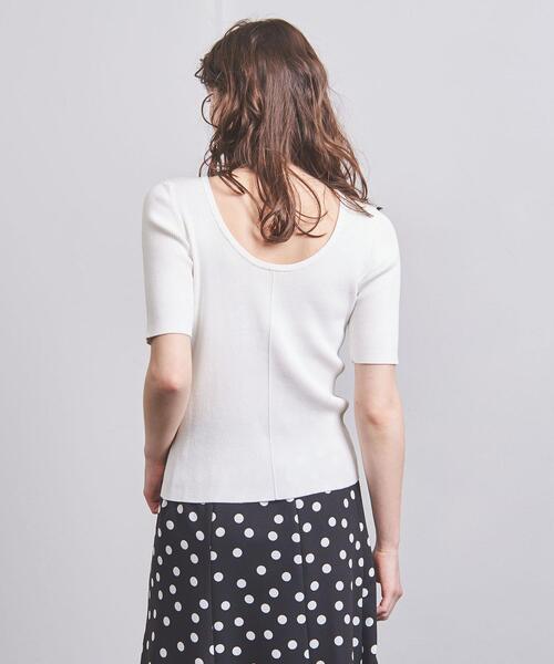 UNITED ARROWS（ユナイテッドアローズ）の「＜UNITED ARROWS＞C/P Uネック ニット W（ニット/セーター・レディース・ホワイト/ブラック/その他1・FREE）」の2枚目の写真