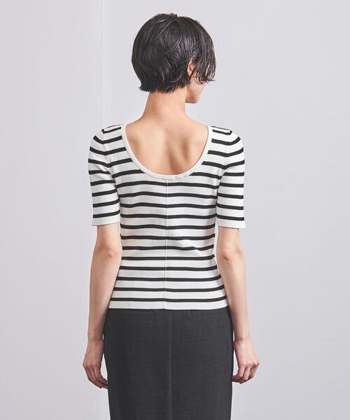 UNITED ARROWS（ユナイテッドアローズ）の「＜UNITED ARROWS＞C/P Uネック ニット W（ニット/セーター・レディース・ホワイト/ブラック/その他1・FREE）」の6枚目の写真