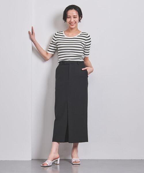 UNITED ARROWS（ユナイテッドアローズ）の「＜UNITED ARROWS＞C/P Uネック ニット W（ニット/セーター・レディース・ホワイト/ブラック/その他1・FREE）」の8枚目の写真