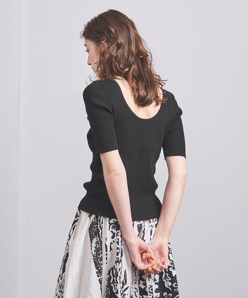 UNITED ARROWS（ユナイテッドアローズ）の「＜UNITED ARROWS＞C/P Uネック ニット W（ニット/セーター・レディース・ホワイト/ブラック/その他1・FREE）」の10枚目の写真